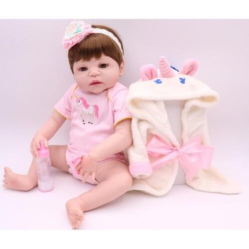 NPKCOLLECTION 55cm Full Silicone Reborn Girl Baby Doll Toys Realistic Newborn Princess Babies Doll Lovely Birthday Gift Present