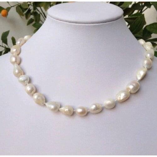 Wholesale good about 9-10 mm baroque white freshwater pearl necklace 18Luxury Ms. girl Wedding