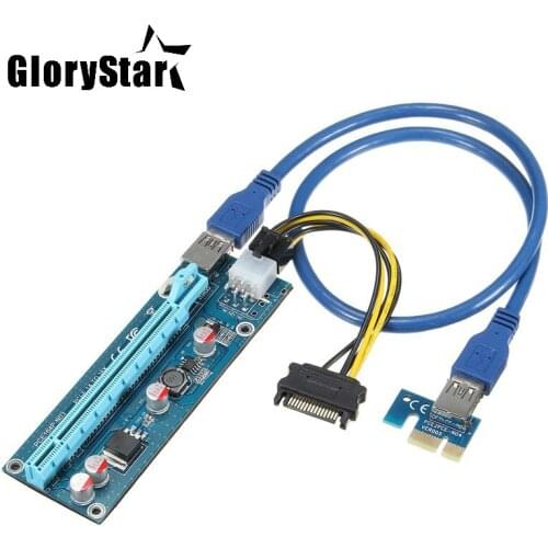 PCI-E Riser PCI E Express 1X to 16X Riser Card 60CM USB 3.0 PCI-E SATA to 6Pin Power Cable for BTC Bitcoin Mining Antminer Miner