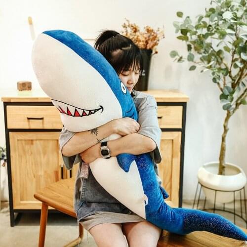 Shark Plush Toy Cute Large Doll Doll Bed Hugging and Sleeping Soft and Comfortable Long Pillow Pillow Boy Doll Birthday Gift