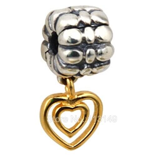 Hollow Heart Retro Authentic 925 Sterling Silver Lock Clip Stopper Beads European Dangle Pendant Charms SCSB022
