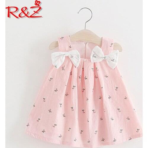 R&Z 2019 new summer kids clothes baby girls dresses suspenders print Bow vest dress Childrens clothing