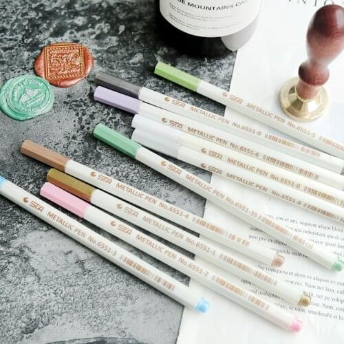 Sealing Wax Coloring Pen for Wax Seal Stamp Mark Pen Decoration Wax Seal Metal Gold Color Tracing Line Pen 10Color