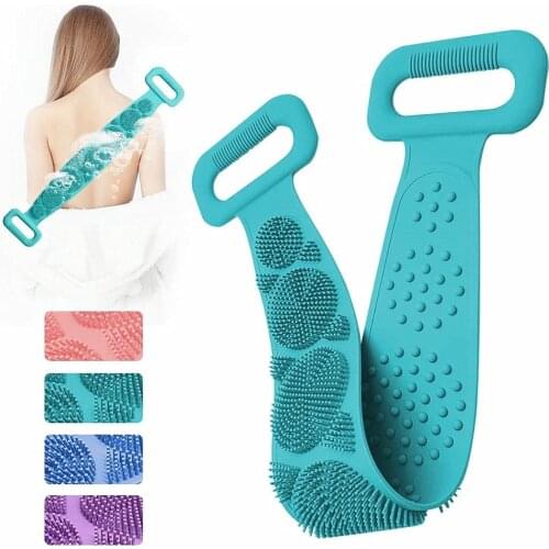 Silicone Back Scrubber Belt Skin Bath Towel Bath Belt Body Exfoliating Massage For Shower Body Cleaning Bathroom Shower Strap