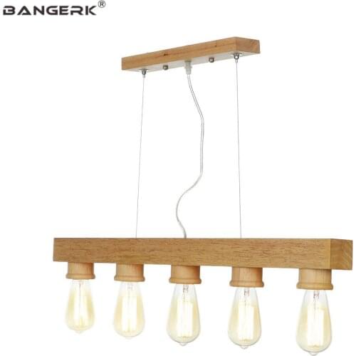 Modern LED Pendant Light E27 Edison Lamp Loft Decor Wood Hanging Lights For Home Dining Room Indoor Lighting Fixtures Luminaire