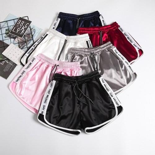 Letter Striped Print Patchwork Sports Shorts Workout Lady Elasticity Waist Jogger Shorts Summer Gym Work Out Running Yoga Shorts