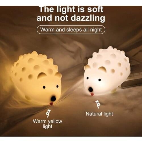 Cute Hedgehog Shaped LED Night Light Protable USB Rechargeable Energy-saving Night Light Childrens Room Decoration Light