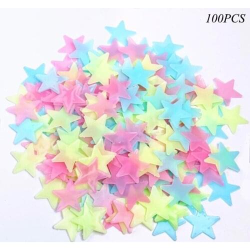 Luminous Star DIY Sticker Toys 3CM Stars Meteor Shower Luminous Sticker 100PCS Kids Bedroom Dress Up Meteor Rain Gift For Infant