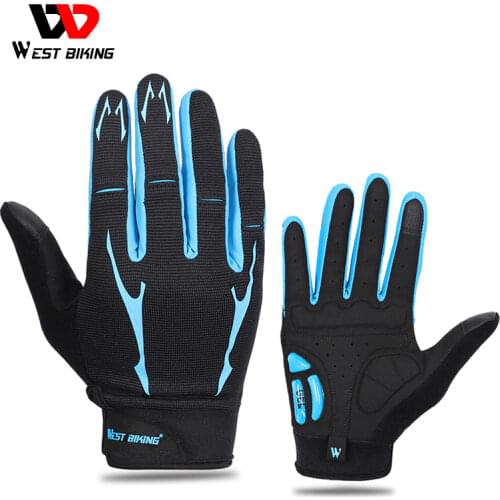 WEST BIKING Breathable Cycling Gloves GEL Liquid Silicone Palm Non-slip Sports Full Finger Bicycle Glove Half Finger Bike Gloves