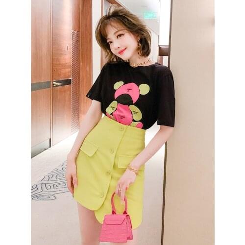 Top Quality Cartoon taped round neck embroidered with loose lettersTXia Jixin