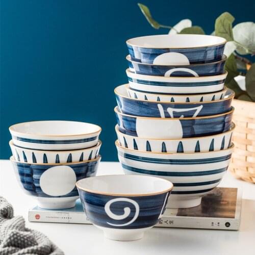 4.5Inch Japanese Tableware Kitchen Underglaze Ceramic Bowl Small Korean Rice Bowl Salad Soup Bowls
