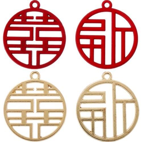 YuenZ 10 pcs High quality Chinese style Chinese words Charm Woman Earring Necklace Alloy Charms for Jewelry Making