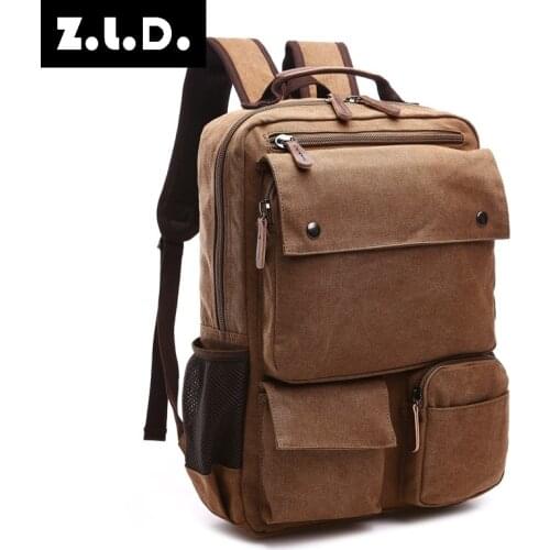 Z.L.D. New Large-Capacity Canvas Bag Fashion Brand Designer Backpack MenS Multi-Function Backpack Ladies Travel Backpack Bolso