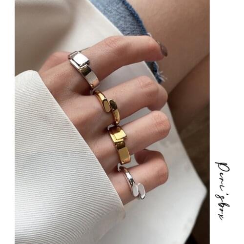 PerisBox 2 designs gold coor metal copper cross open adjustable ring womens minimalist geometrical ring 2001 trend anillo