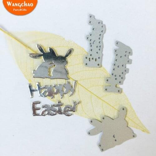1pc Bunny Happy Easter Metal Cutting Dies Kawaii Rabbit DIY Etched Dies Craft Paper Card Making Scrapbooking Embossing Dies