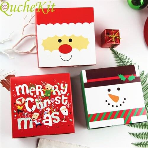 10pcs 14*14*5cm Hello Christmas Gift Wrap Storage Paper Box As Gift Packaging DIY Three Style Candy Chocolate Cookie Cake Boxes