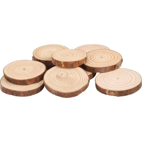 10PCS Natural Tree Round Wood Log Slice For Wedding Centerpiece Bark Table Decor