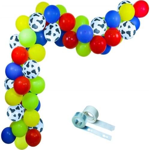 100 Pcs Toy Inspired Story Party Balloon Arch Garland Kit Cow Pattern Balloons for Baby 1st Birthday Party Decor Kids Toy Party