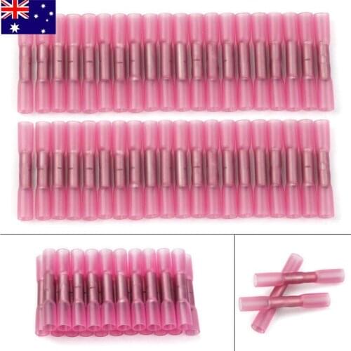 100PCS Blue Electrical Wire Terminal Heat Shrink Butt Crimp Terminals Red Waterproof Insulated Seal Wire Connector