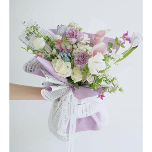 20pcs English Letter Flower Wrapping Paper Double Layer OPP Waterproof Bouquet Wrapping Paper Flower Shop Wedding deco