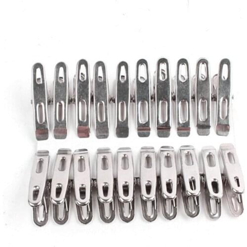 20pcs/pack Metal Washing Line Clothes Pegs Hang Pins Clips Windproof Clamps Garden Clamps Clothing Rails Clipping Tool