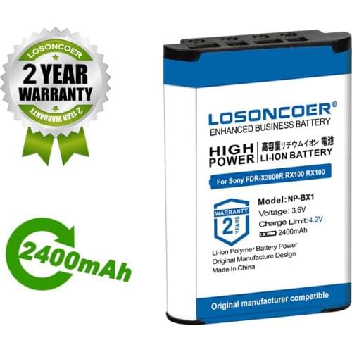 2400mAh For SONY NP-BX1 Npbx1 Np Bx1 Battery For Sony FDR-X3000R RX100 RX100 M7 M6 AS300 HX400 HX60 WX350 AS300V HDR-AS300R