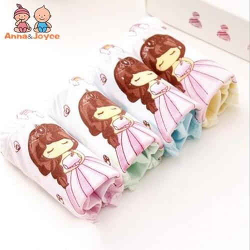 4pcs/lotGirls Panties Cartoon Princess Triangle Childrens Briefs Cotton Underwear Cute Kids Underwear 1-3 Years