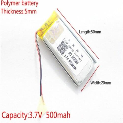 502050 3.7V 500mAH 502048 502248 PLIB; polymer lithium ion / Li-ion battery for GPS,mp3,mp4,mp5,dvd,,model toy