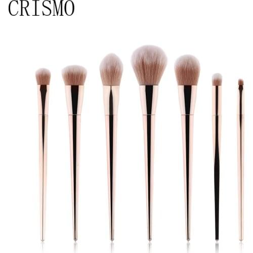 CRISMO 7Pcs Rose Gold Makeup Brushes Set Cosmetic Face Foundation Power Eyeshadow Blush Make Up Brush Kit Pincel Maquiagem