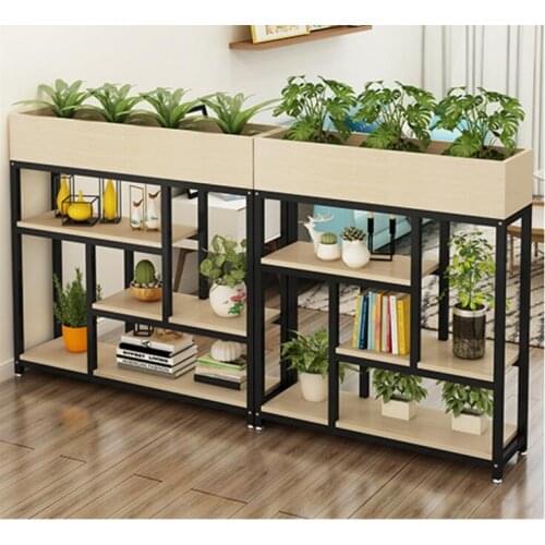 Showcasing indoor living room shelf solid wood bookshelf wrought iron floor-to-ceiling screen partition display shelf partition