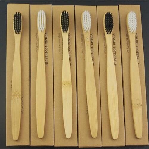 DR.PERFECT 6 Pieces Mixed Colors Smooth Style Wood Toothbrush White Bamboo oothbrush Soft-bristle Bamboo Fibre Wooden Handle
