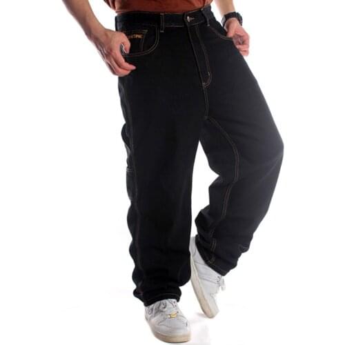 Mcikkny Mens Hip Hop Casual Biker Jeans Skateboard Loose Fit Denim Trousers For Male Pants Streetwear Plus Size 30-46