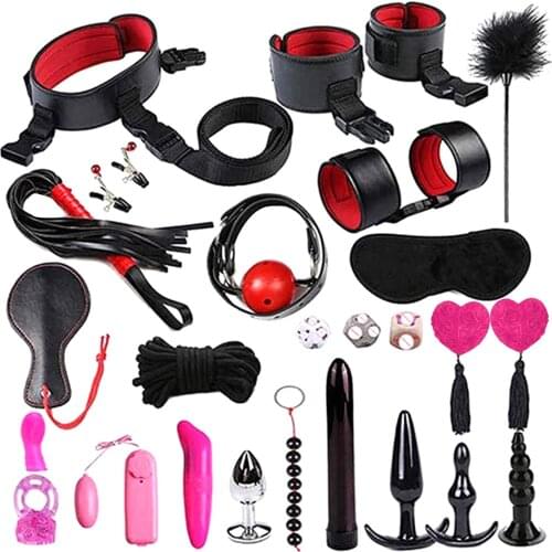 Sex Toys For Women Men Nylon Bdsm Sex Bondage Set Sexy Lingerie Handcuffs Whip Rope Anal Plug Vibrator Sm Products Adults Games