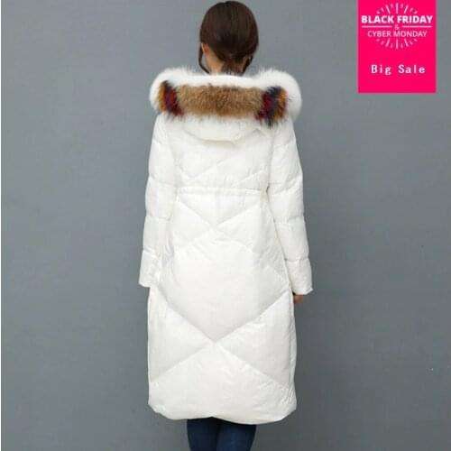 90% duck down jacket 2020 winter womens new luxury long thicked colorful real fur collar down jacket keep wramwj1246