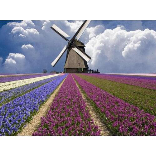 Lavender diamond painting windmill scenery rhinestone embroidery landscape mosaic sticker decor diamond dots poster wall paper