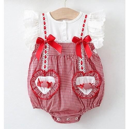 Summer Baby Girl Short Sleeve Rompers Kids Baby Girl Jumpsuit Kids Baby Girl Fake Two Pieces Rompers Newborn Clothes Clothes