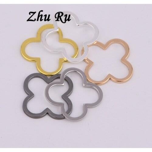 10pcs ZHU RU 20mm Retro Four plum blossom copper rings leaves Mysterious religious symbols Charms Pendants for DIY Jewelry