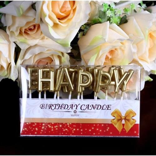 Fashion Golden HAPPY BIRTHDAY Candle for Children Kid Handmade Candles Wedding Decor Scented Candle Making Birthday Centerpieces