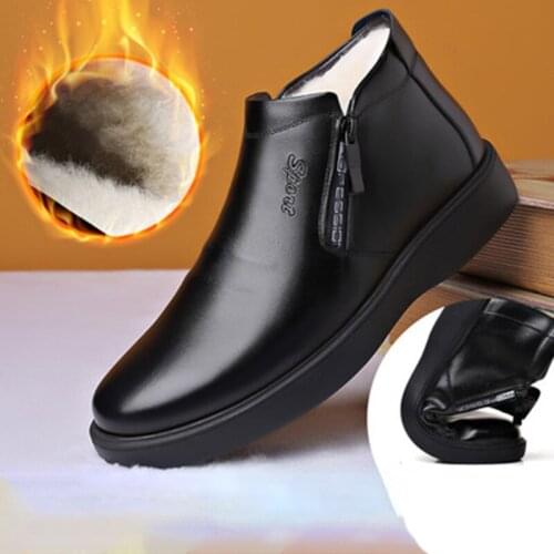 Men Autumn Genuine Leather Boots With Fur Winter Men Fashion Ankle Boots Business Casual Man Snow Boots Work Shoes winter boots