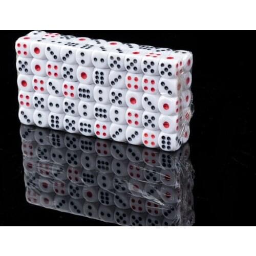 Wholesale 100/200/500 Pcs/Lot White Dice Set Acrylic Point Drinking Dice 12mm Round Corner Hexahedron Dice Black Red Point Games