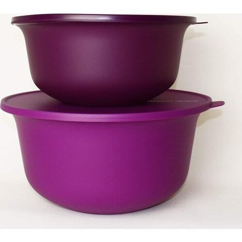 TUPPERWARE Aloha Bowl 4L 2 Piece Set, Dark Lilac + 7,5L Lilac, Salad Bowl