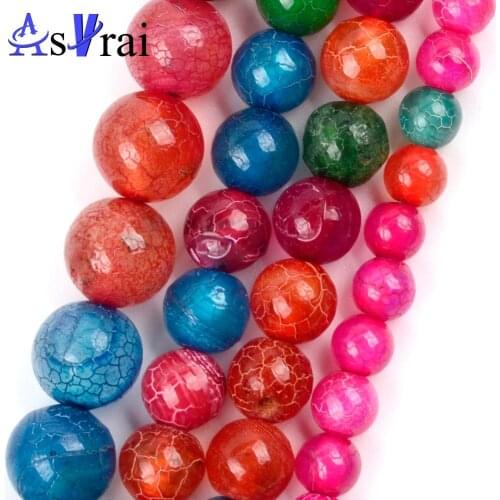 Natural Stone 6 8 10mm Multicolor Dragon Veins Agates Beads Round Loose Spacer Beads For Jewelry Making DIY Bracelet Necklace