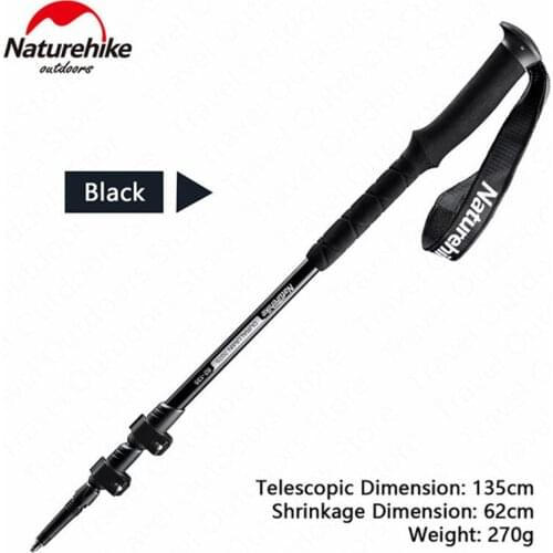 Naturehike 1Pcs Ultralight EVA Foam Handle 3-Section 7075 Aluminum Alloy Folding Trekking Poles Quick Lock Extendable length