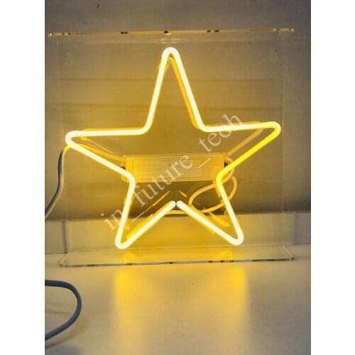 14“ Star Yellow Acrylic Custom Neon Light Lamp Sign Beer Bar Handmade Real Glass Decorate Home Wall Room Windows Tube Artwork