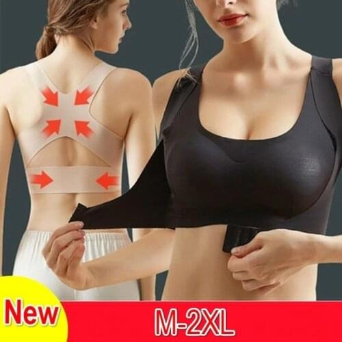 New 2 In 1 Bra Posture Corrector Sports Support Fitness Bralette Front Closure Bras Fitness Vest Push Up Bra for Women