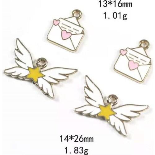 New Dripping Oil Love Wings Envelope Bow Alloy Jewelry Accessories DIY Handmade Accessoriess Necklace Earrings Bracelet Pendants