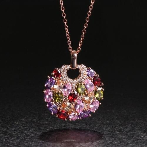 New Fashion Multi Colors Prongs Setting Cubic Zirconia Necklaces AAA CZ Pendant Necklace For Women Wholesale Price