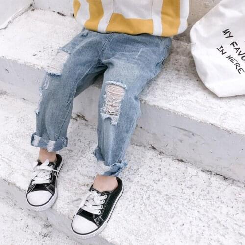 2-7 Years Baby Girls Jeans Spring New Arrival Kids Casual Hole Korean Denim Pants Girls Fashion Jeans Trousers Toddler Clothes