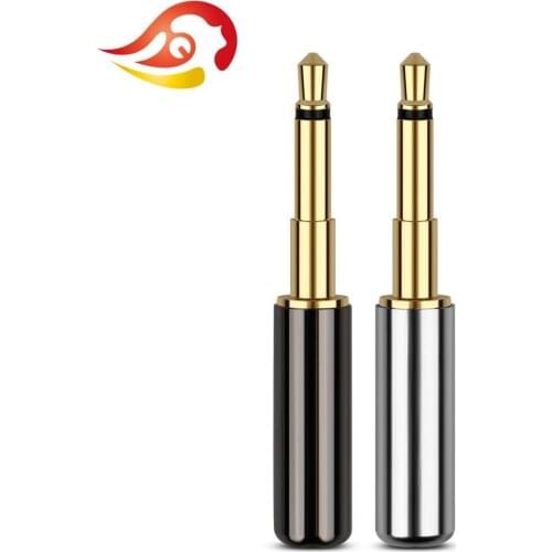 QYFANG 3.5mm 2 Pole Gold Plated Copper Adapter Earphone Plug Bright Metal Shell Audio Jack Wire Connector For MM400 Headphone