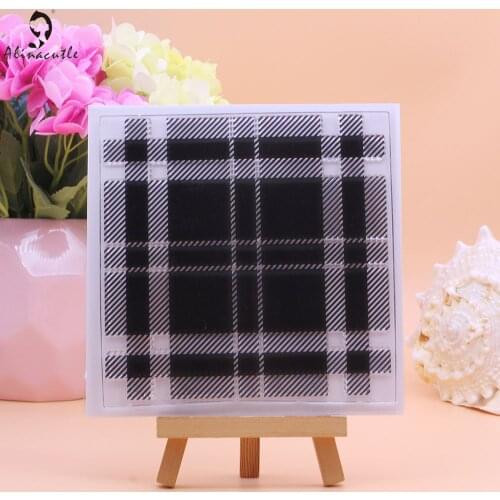 CLEAR STAMPS Plaid Block Line Texture Background DIY Scrapbooking Card Album Paper Craft Rubber Transparent Silicon Stamps